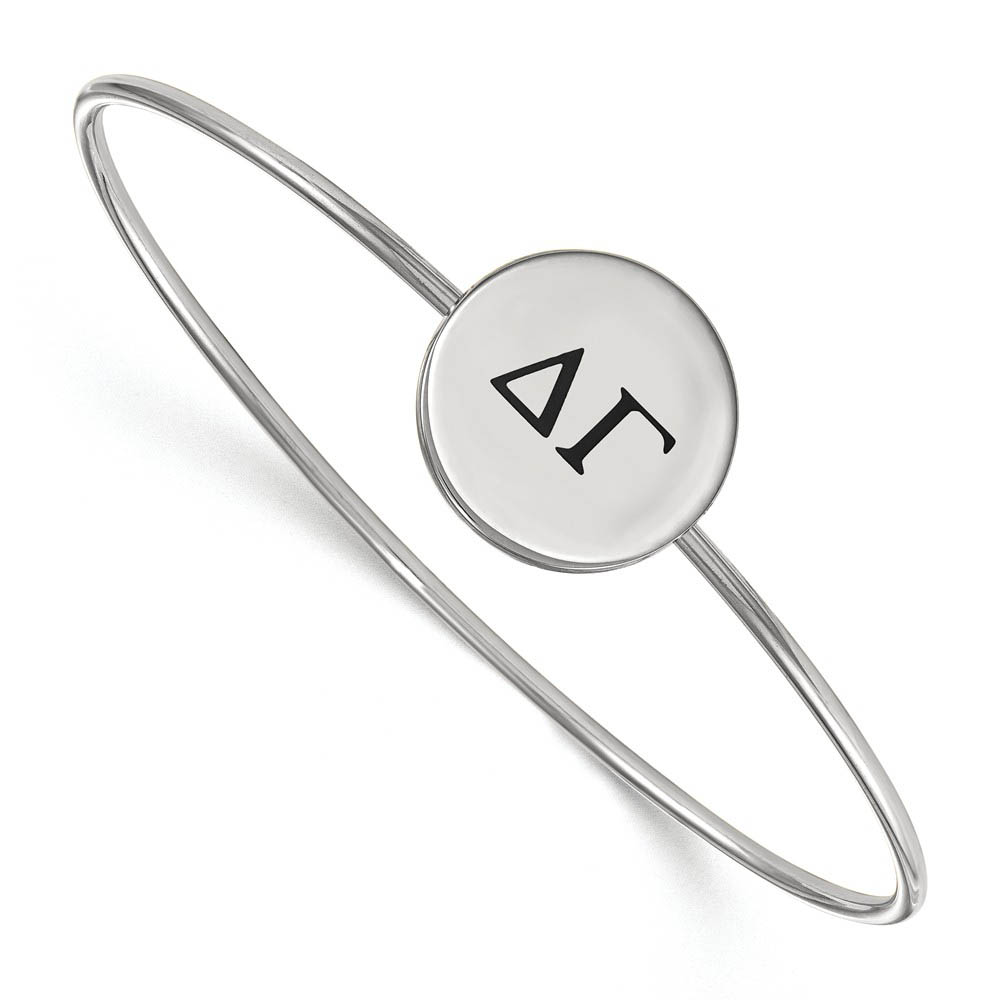 Sterling Silver Delta Gamma Enamel Black Greek Letters Bangle - in