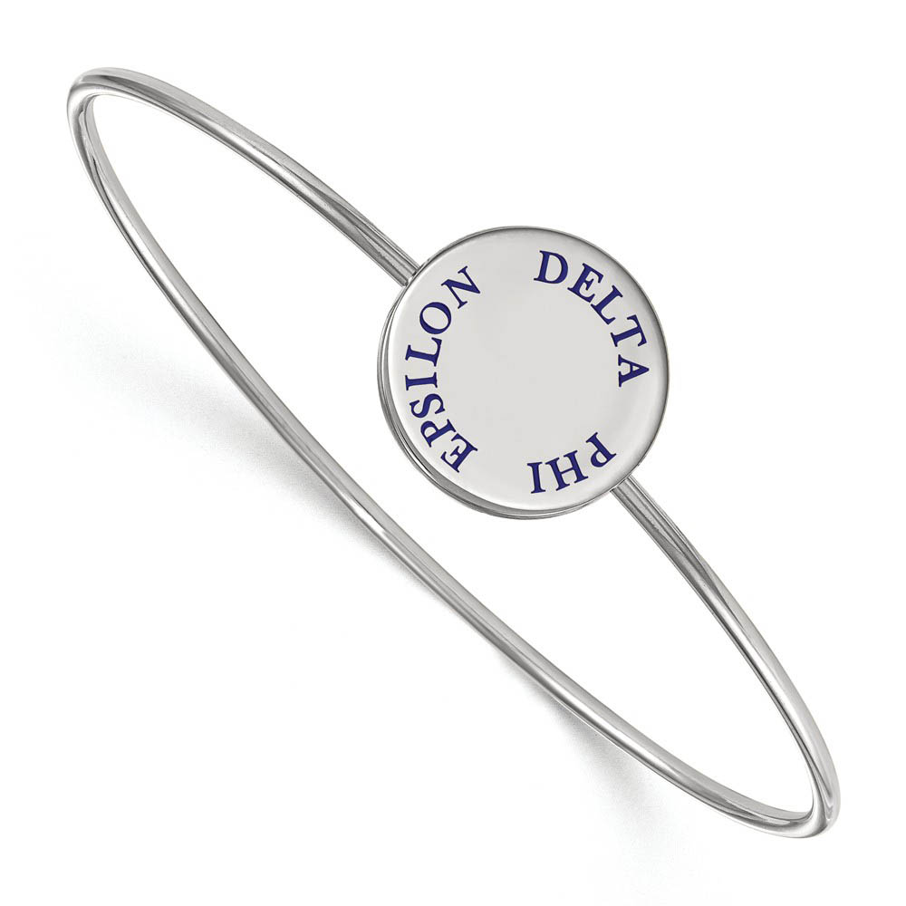 Sterling Silver Delta Phi Epsilon Blue Enamel Bangle - in