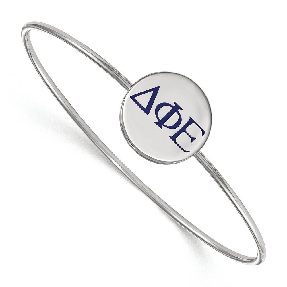 Sterling Silver Delta Phi Epsilon Enamel Greek Letters Bangle - in