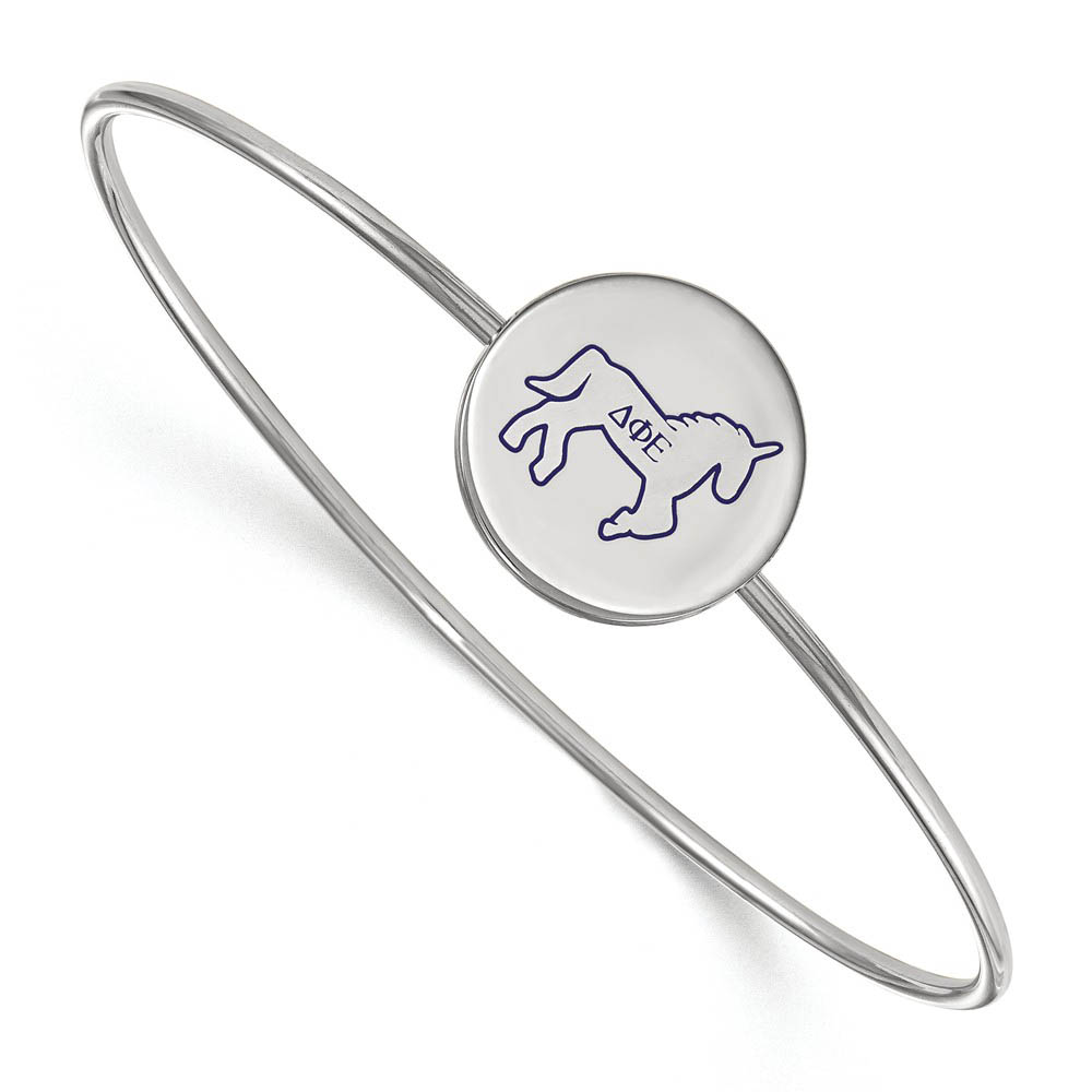 Sterling Silver Delta Phi Epsilon Enamel Unicorn Bangle - in