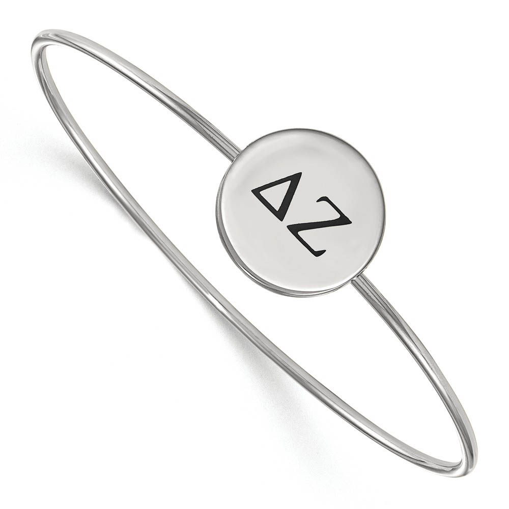 Sterling Silver Delta Zeta Enamel Black Greek Letters Bangle - in