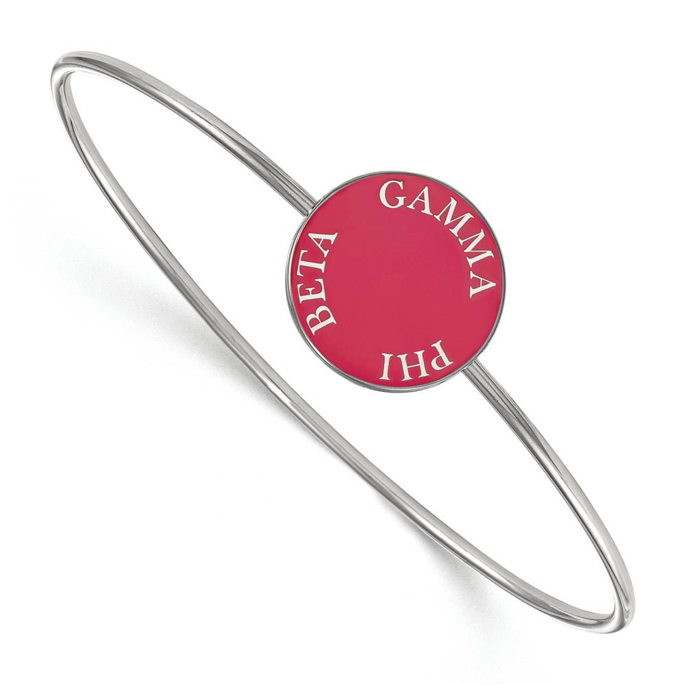 Sterling Silver Gamma Phi Beta Enamel Disc Bangle - in