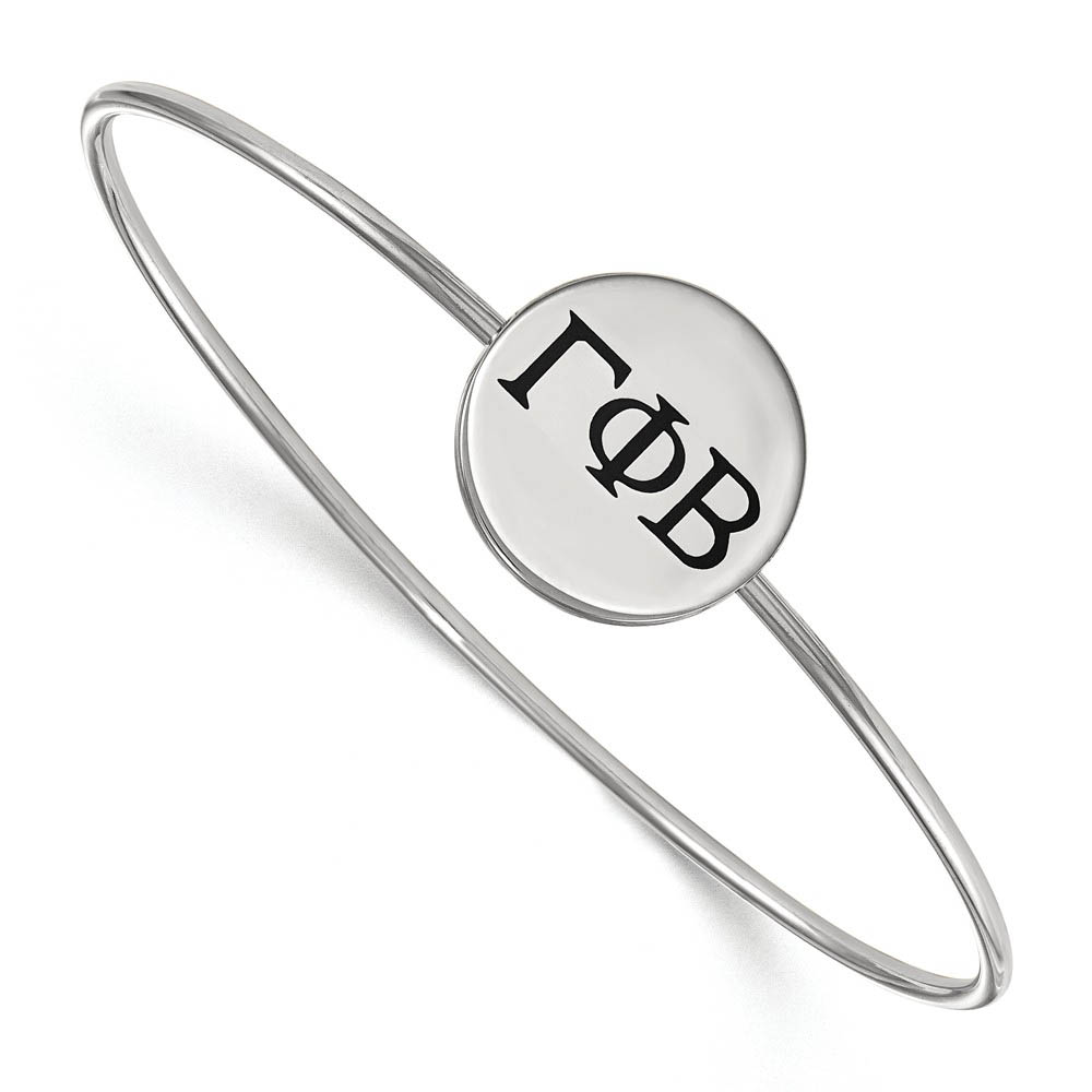 Sterling Silver Gamma Phi Beta Enamel Black Greek Bangle - in