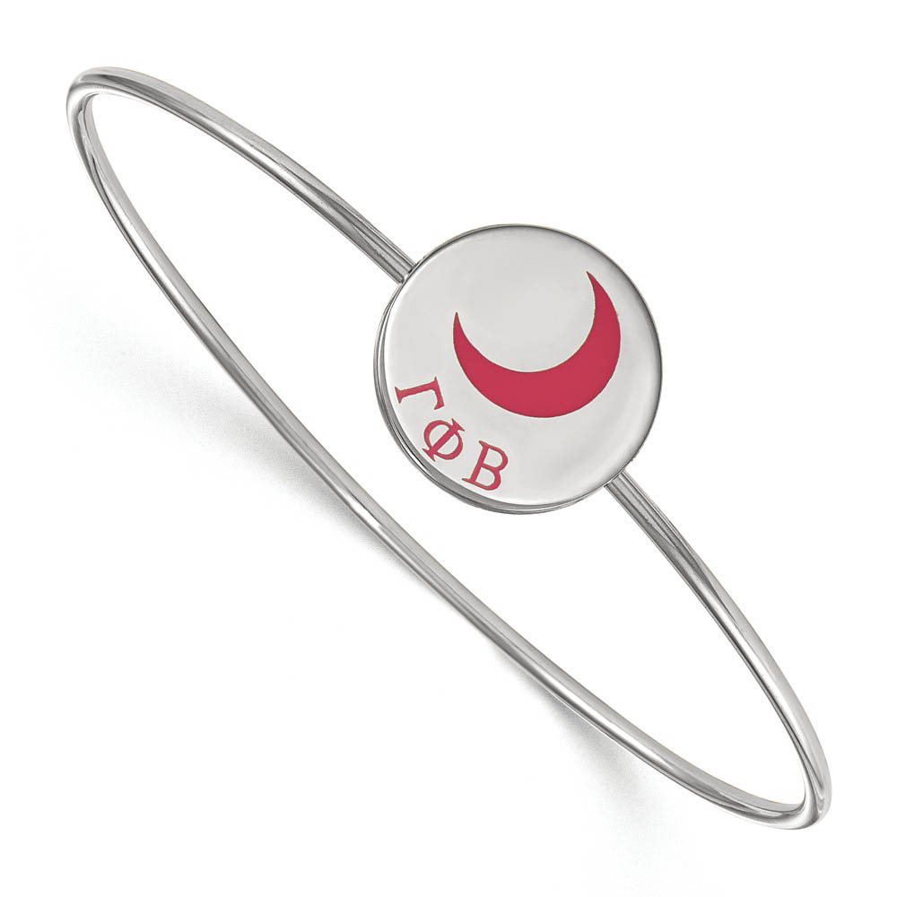 Sterling Silver Gamma Phi Beta Enamel Moon Bangle - in