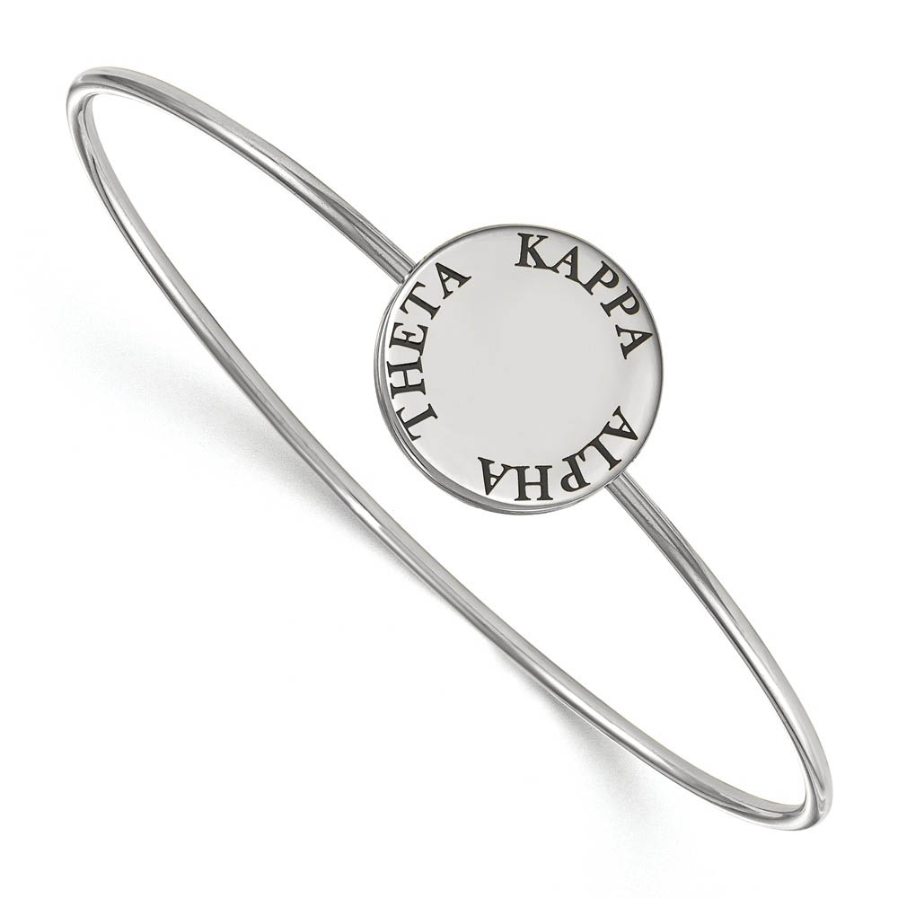 Sterling Silver Kappa Alpha Theta Black Enamel Bangle - in