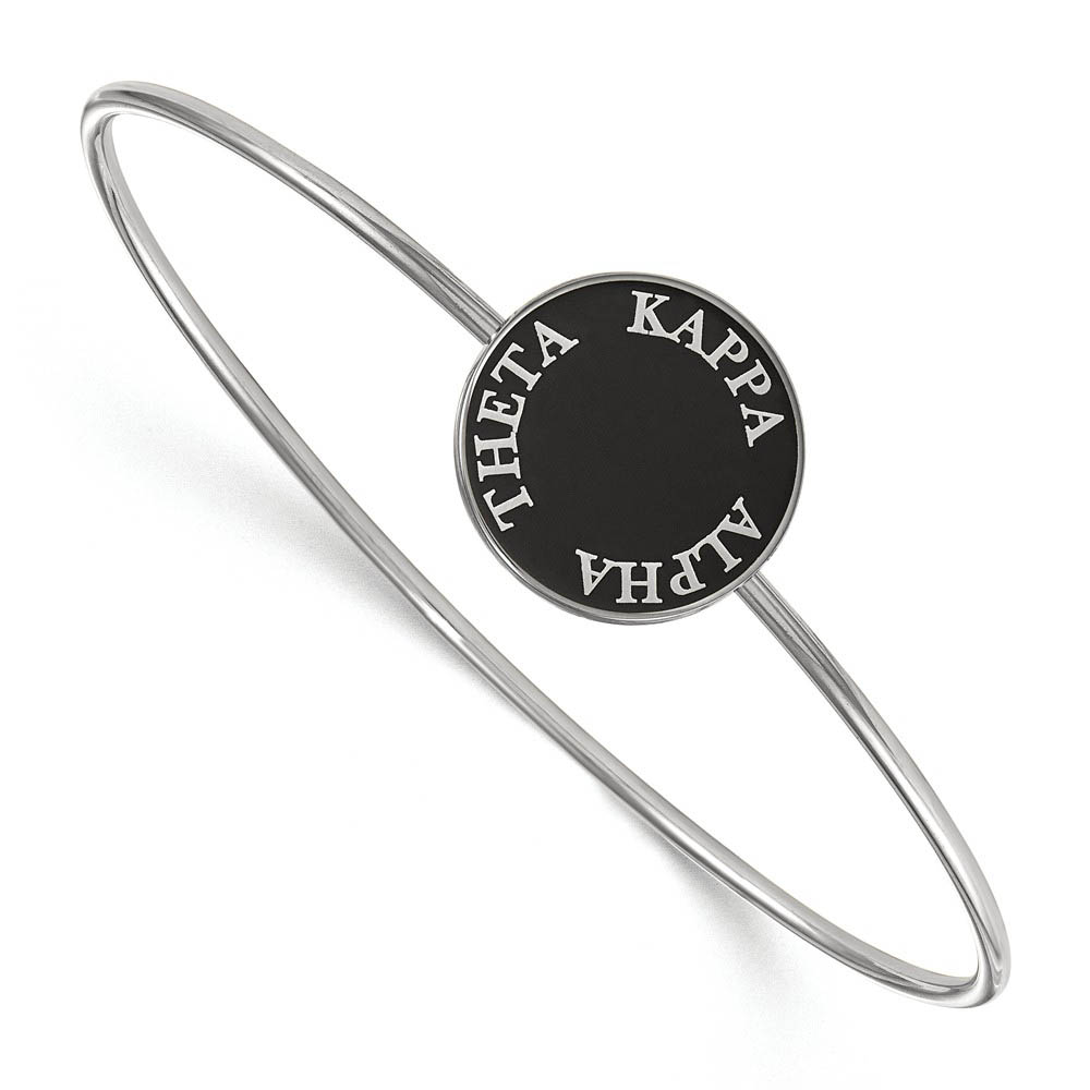 Sterling Silver Kappa Alpha Theta Enamel Disc Bangle - in