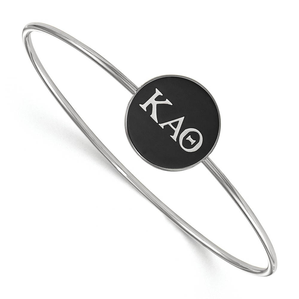 Sterling Silver Kappa Alpha Theta Black Enamel Greek Bangle - in