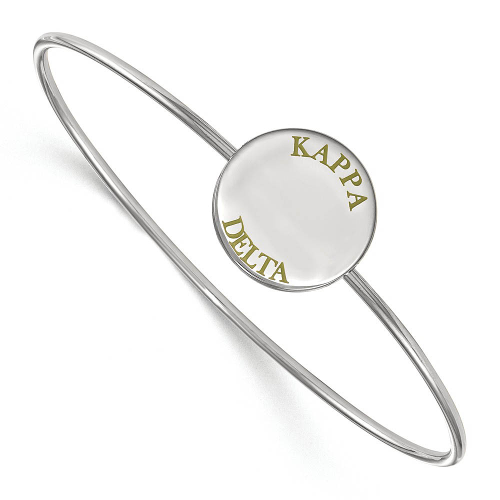 Sterling Silver Kappa Delta Green Enamel Letters Bangle - in
