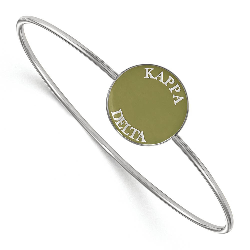 Sterling Silver Kappa Delta Green Enamel Bangle - in
