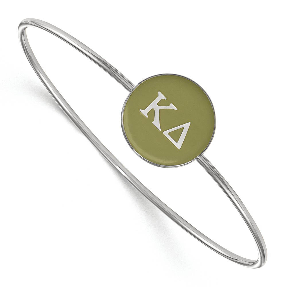 Sterling Silver Kappa Delta Green Enamel Greek Bangle - in