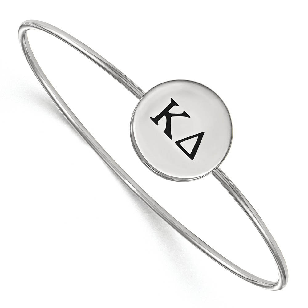 Sterling Silver Kappa Delta Enamel Black Greek Bangle - in