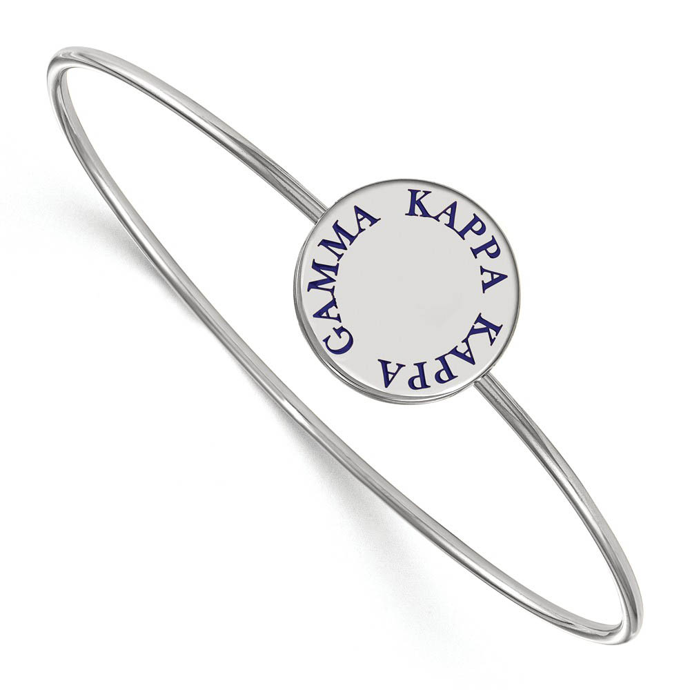 Sterling Silver Kappa Kappa Gamma Blue Enamel Letters Bangle - in