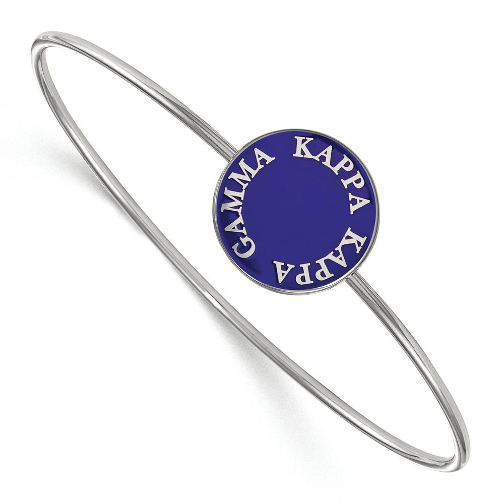 Sterling Silver Kappa Kappa Gamma Blue Enamel Bangle - in