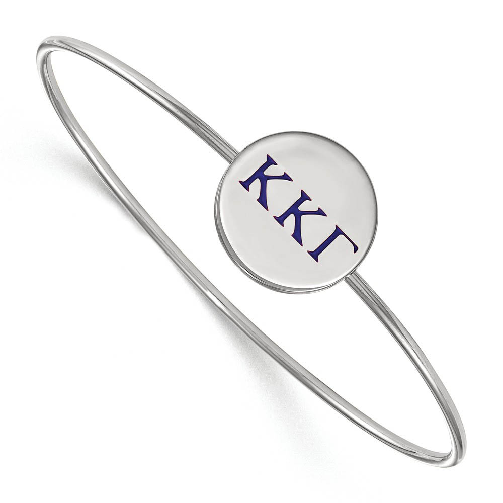 Sterling Silver Kappa Kappa Gamma Enamel Greek Letters Bangle - in