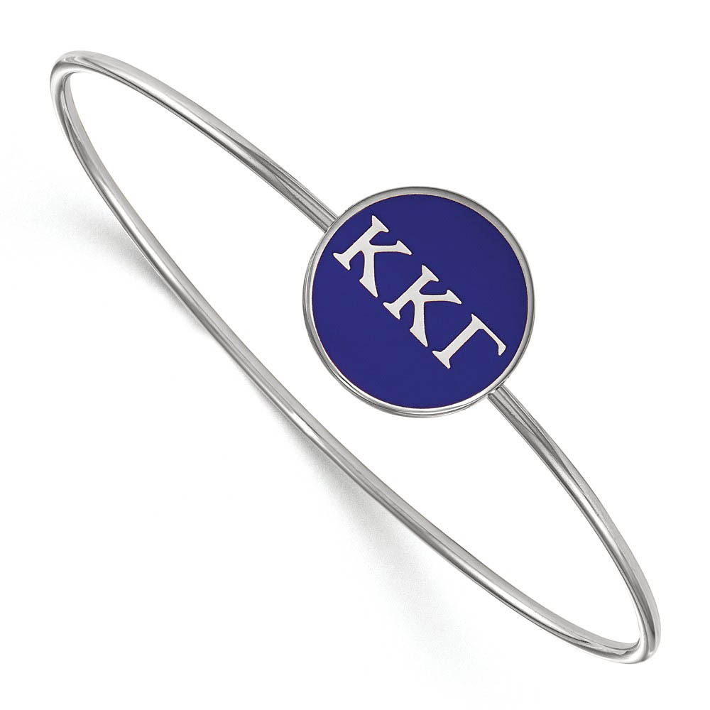 Sterling Silver Kappa Kappa Gamma Blue Enamel Greek Bangle - in
