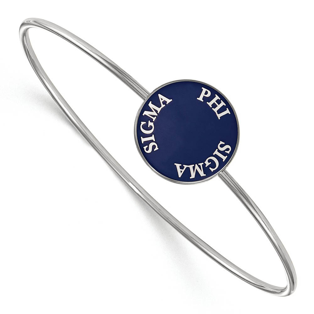 Sterling Silver Phi Sigma Sigma Blue Enamel Bangle - in