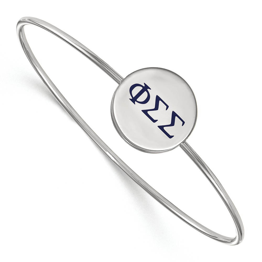 Sterling Silver Phi Sigma Sigma Enamel Greek Letters Bangle - in