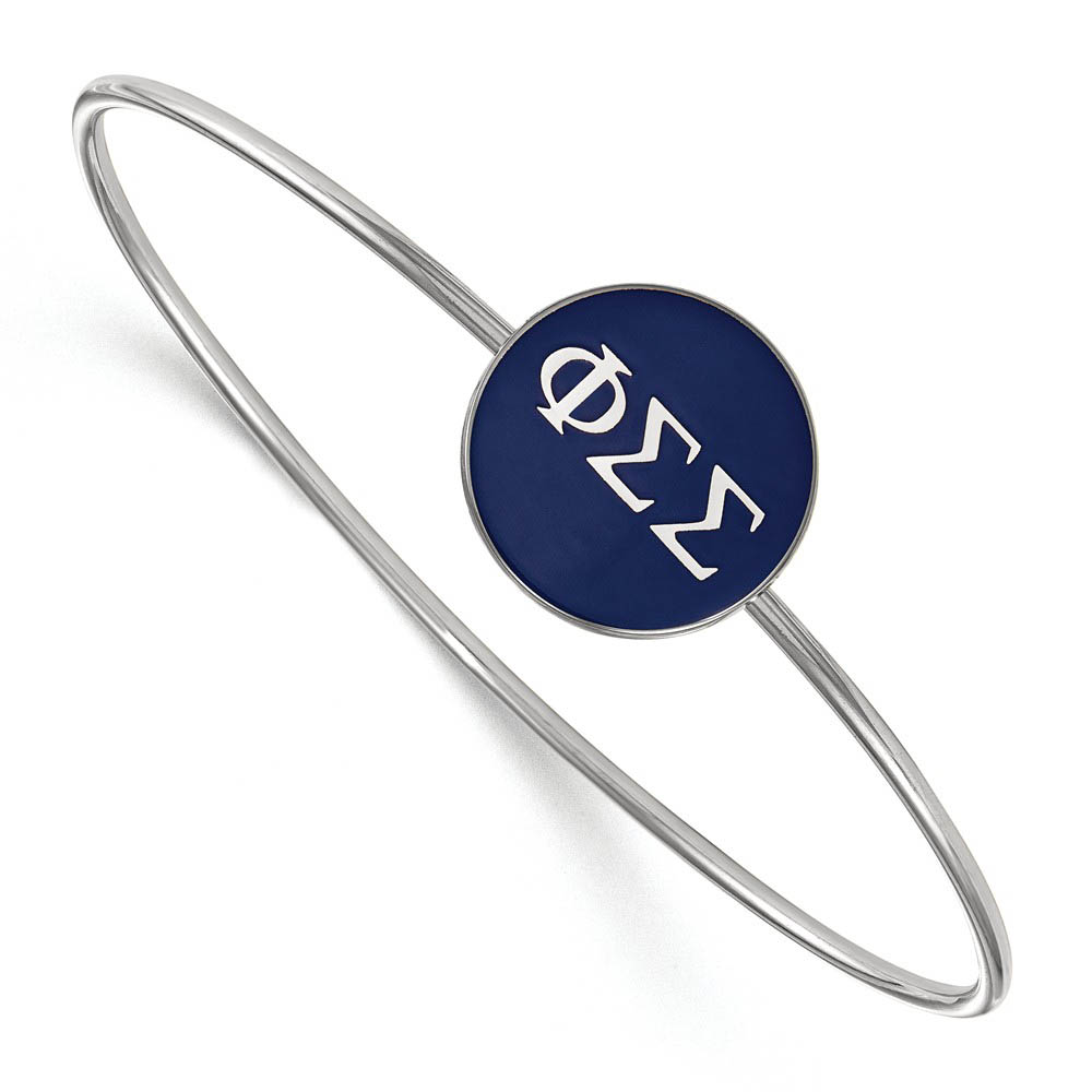 Sterling Silver Phi Sigma Sigma Blue Enamel Greek Bangle - in