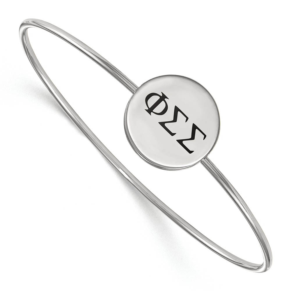 Sterling Silver Phi Sigma Sigma Enamel Black Greek Bangle - in