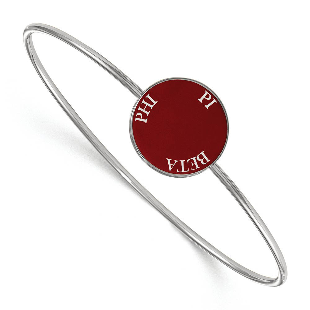 Sterling Silver Pi Beta Phi Red Enamel Bangle - in