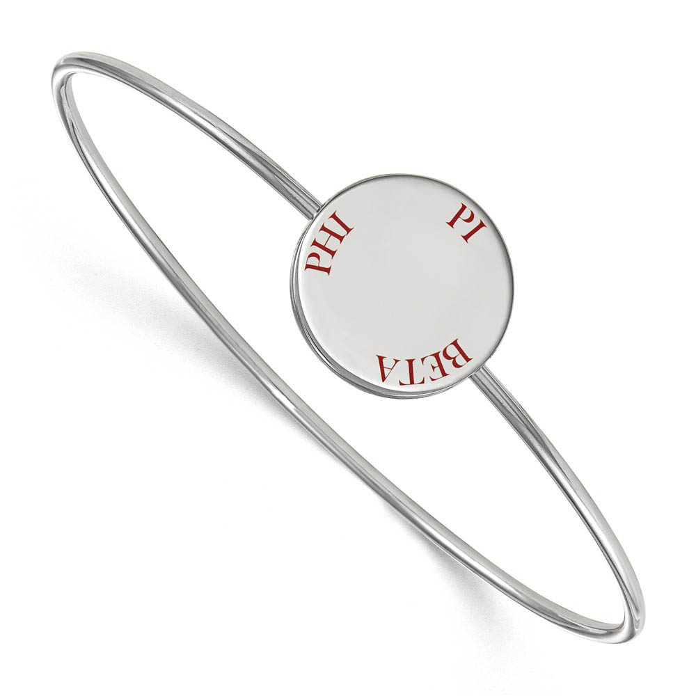 Sterling Silver Pi Beta Phi Enamel Red Letters Bangle - in