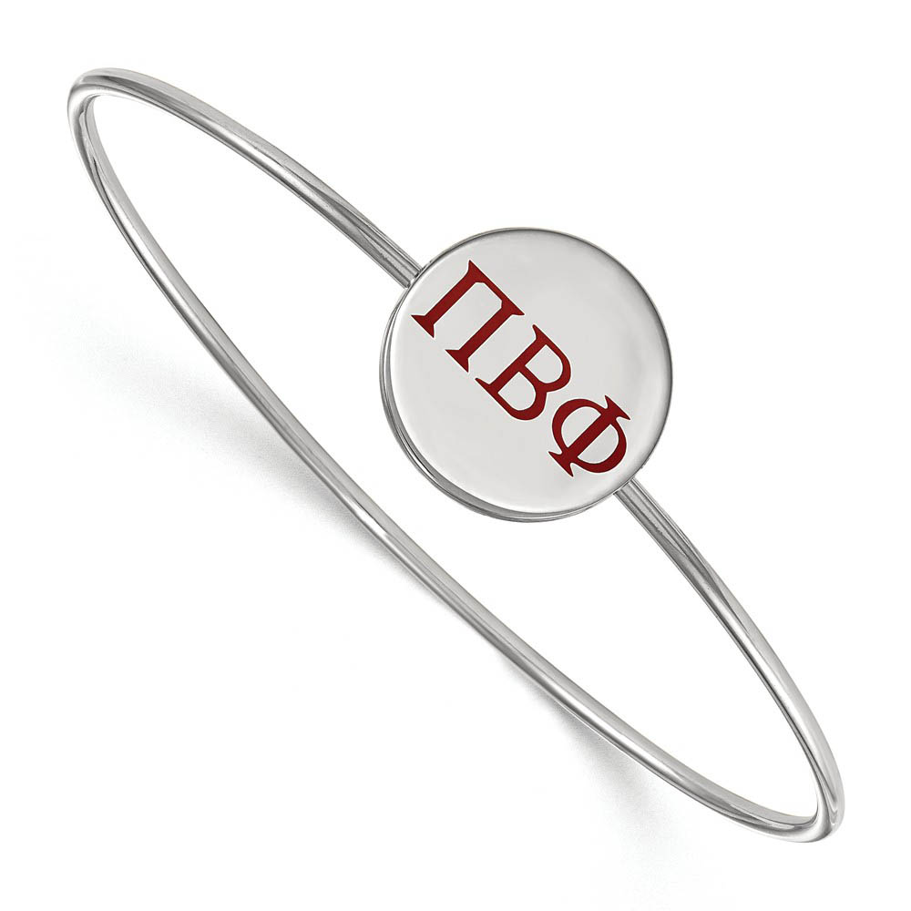 Sterling Silver Pi Beta Phi Enamel Red Greek Letters Bangle - in