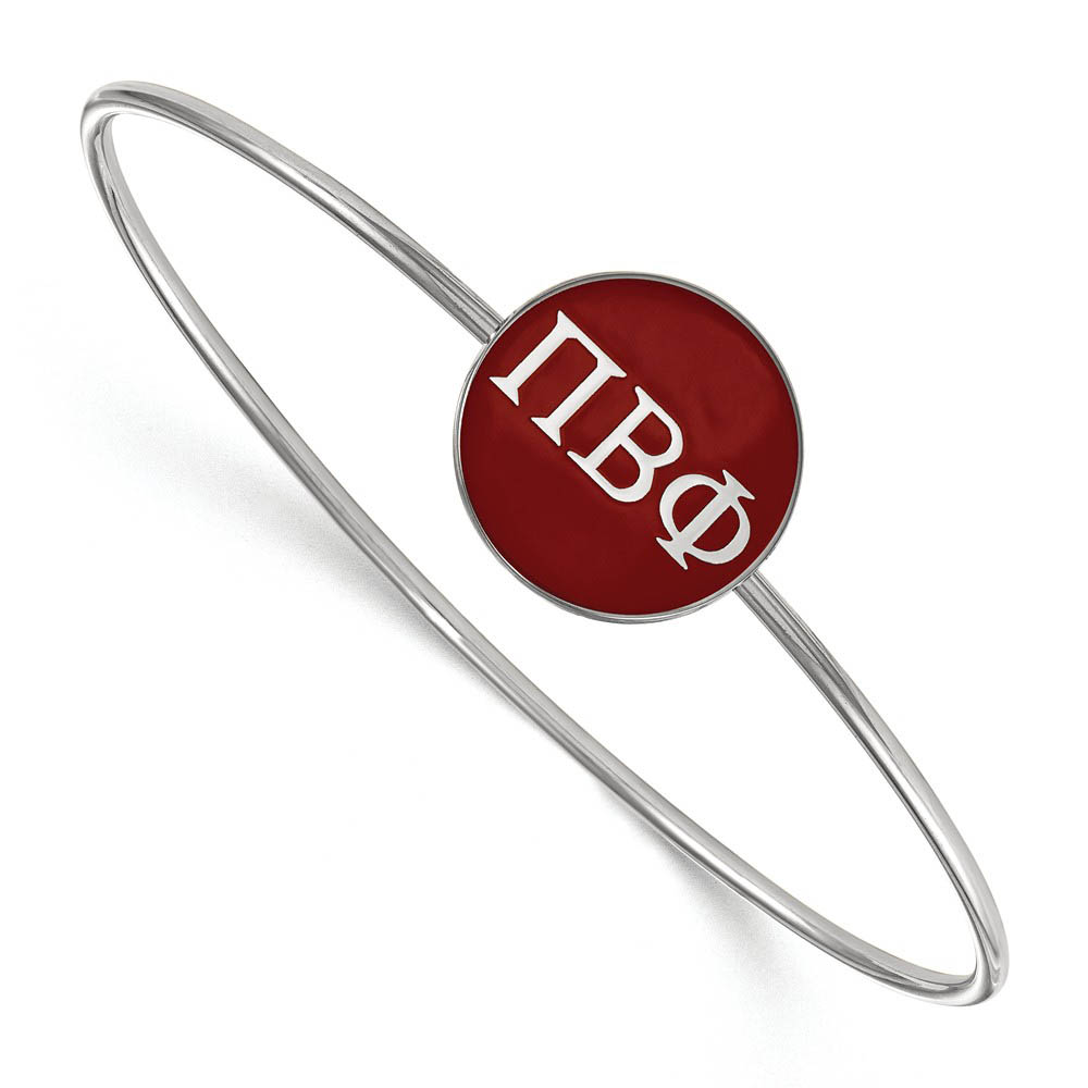 Sterling Silver Pi Beta Phi Red Enamel Greek Bangle - in