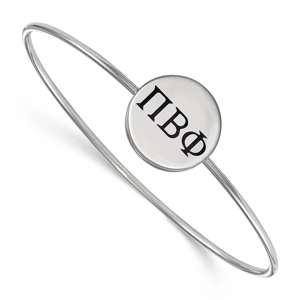 Sterling Silver Pi Beta Phi Enamel Greek Letters Bangle - in
