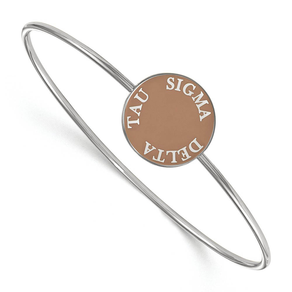 Sterling Silver Sigma Delta Tau Brown Enamel Bangle - in