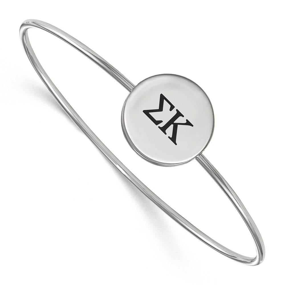 Sterling Silver Sigma Kappa Enamel Greek Letters Bangle - in