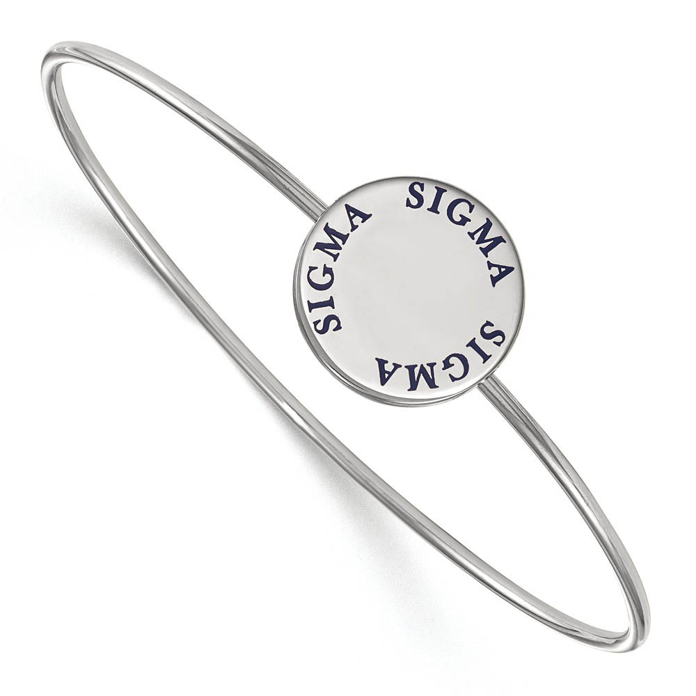 Sterling Silver Sigma Sigma Sigma Enamel Blue Letters Bangle - in