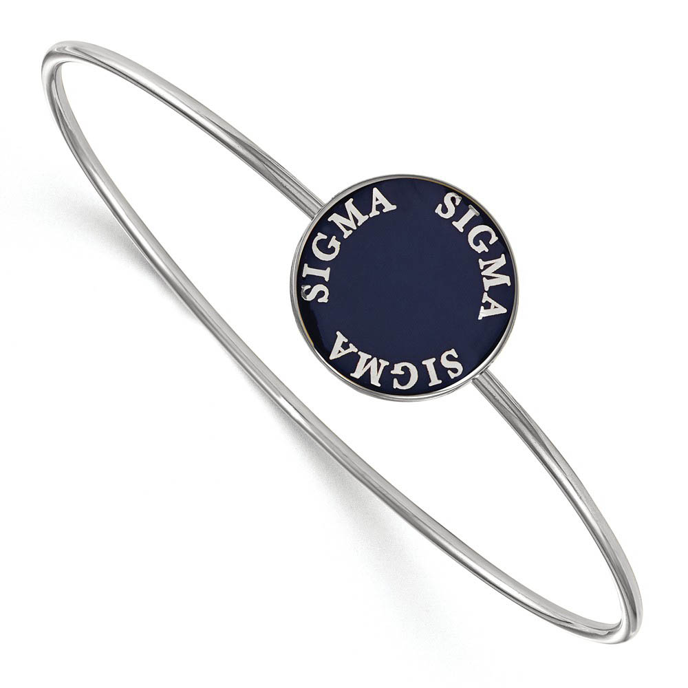 Sterling Silver Sigma Sigma Sigma Blue Enamel Bangle - in