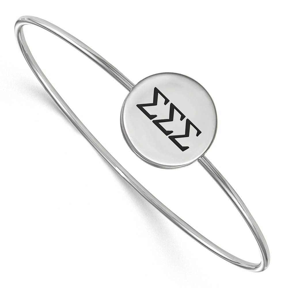 Sterling Silver Sigma Sigma Sigma Enamel Greek Letters Bangle - in