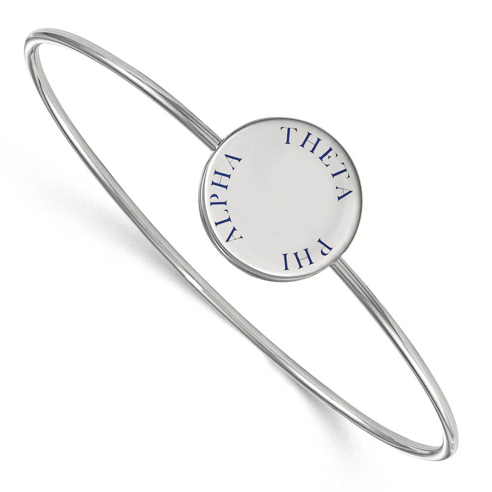 Sterling Silver Theta Phi Alpha Enamel Blue Letters Bangle - in
