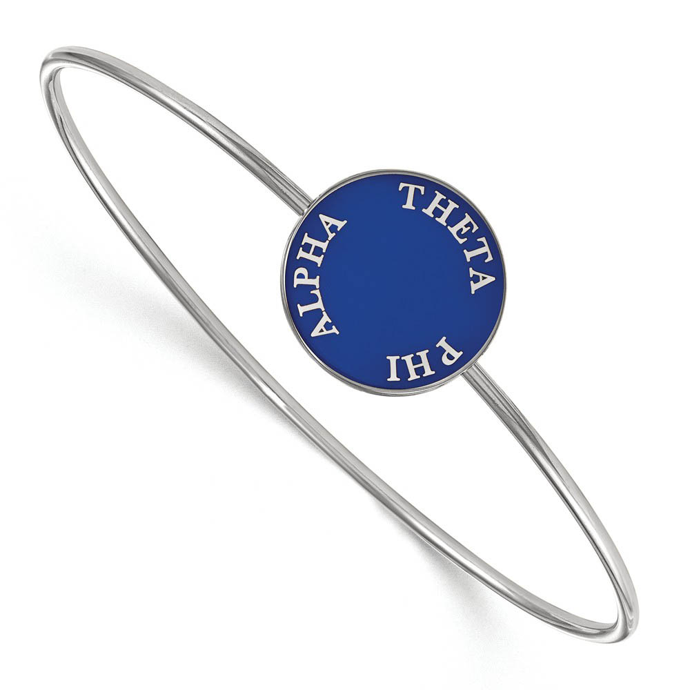 Sterling Silver Theta Phi Alpha Blue Enamel Bangle - in