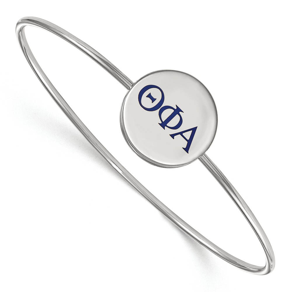 Sterling Silver Theta Phi Alpha Enamel Blue Greek Bangle - in