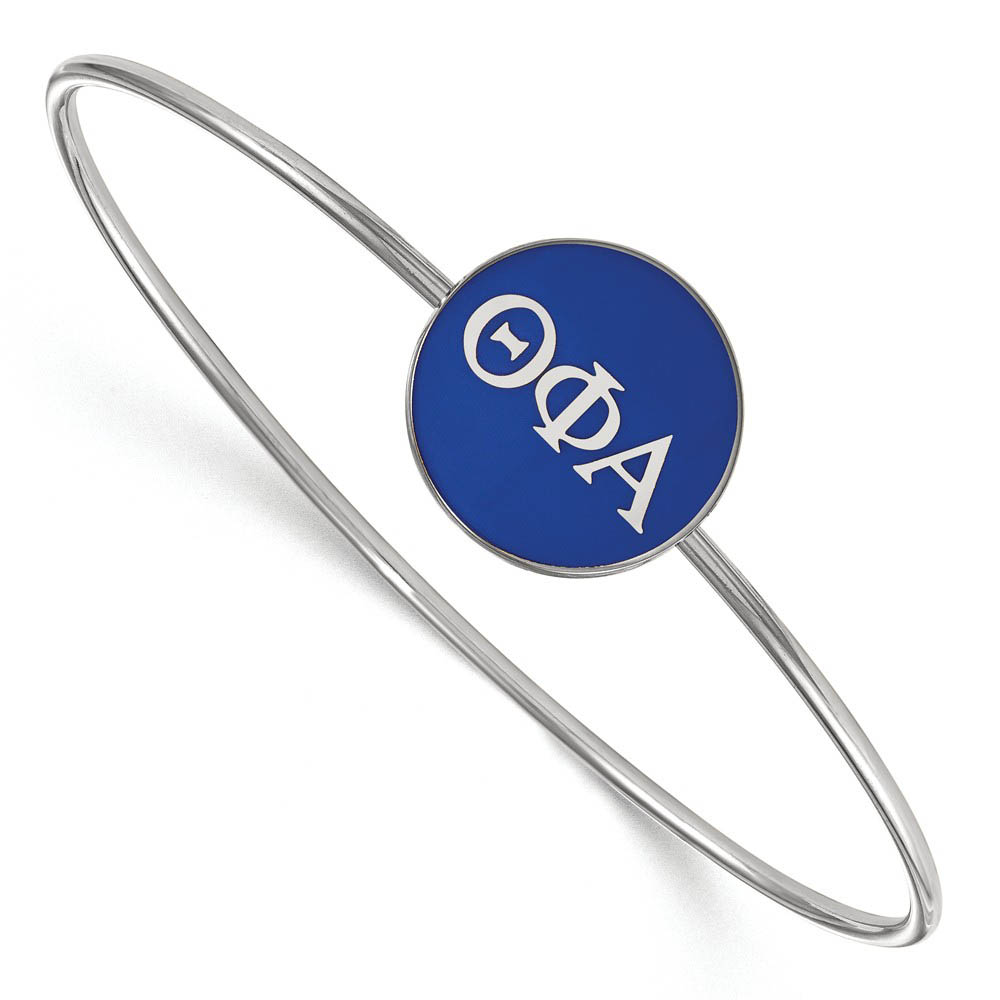 Sterling Silver Theta Phi Alpha Blue Enamel Greek Bangle - in