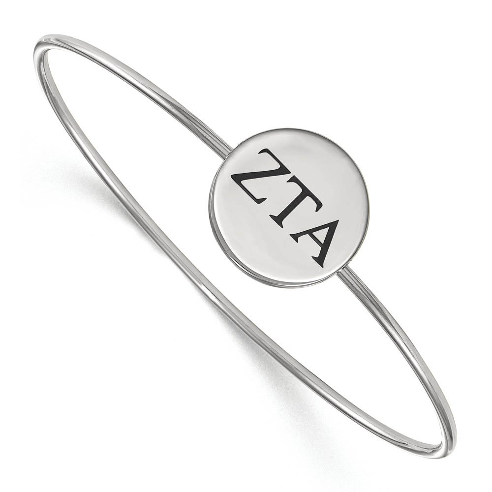 Sterling Silver Zeta Tau Alpha Enamel Greek Letters Bangle - in