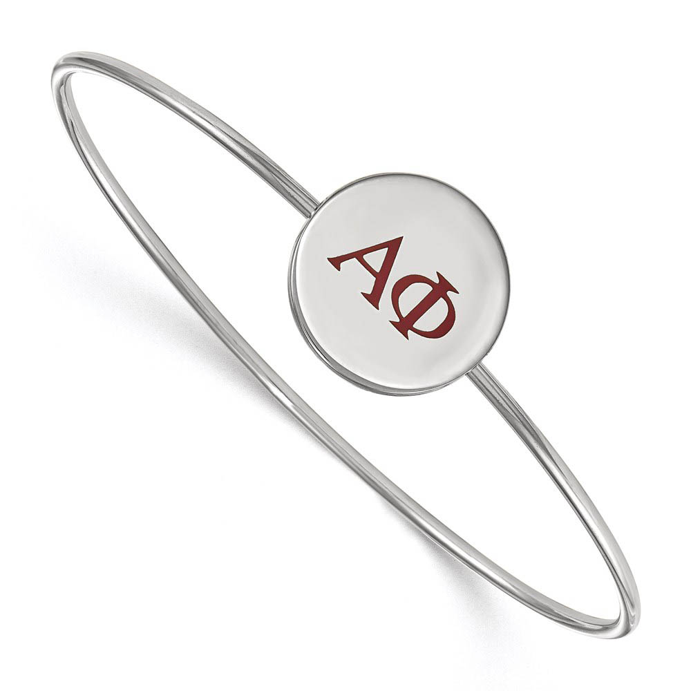 Sterling Silver Alpha Phi Enamel Red Greek Letters Bangle - in