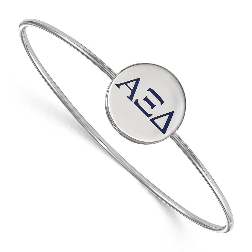 Sterling Silver Alpha Xi Delta Enamel Blue Greek Letter Bangle - in
