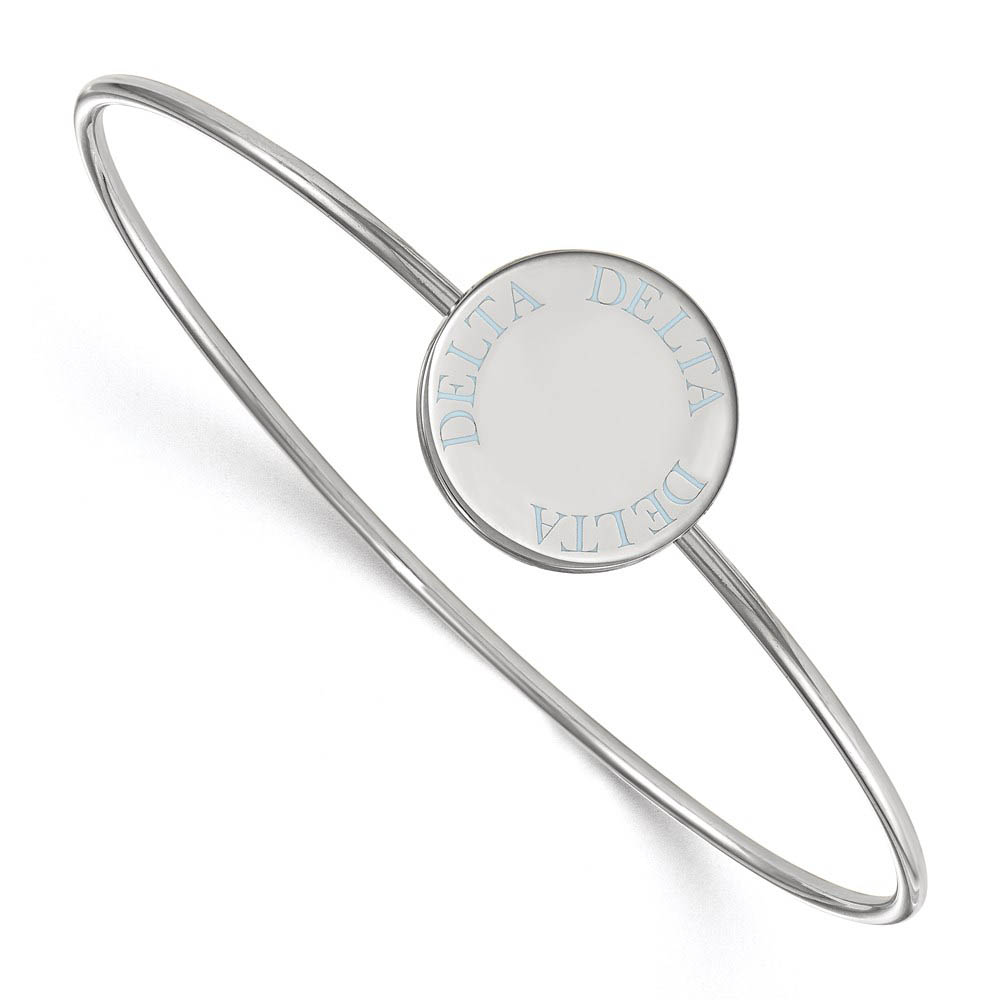 Sterling Silver Delta Delta Delta Enamel Blue Letters Bangle - in