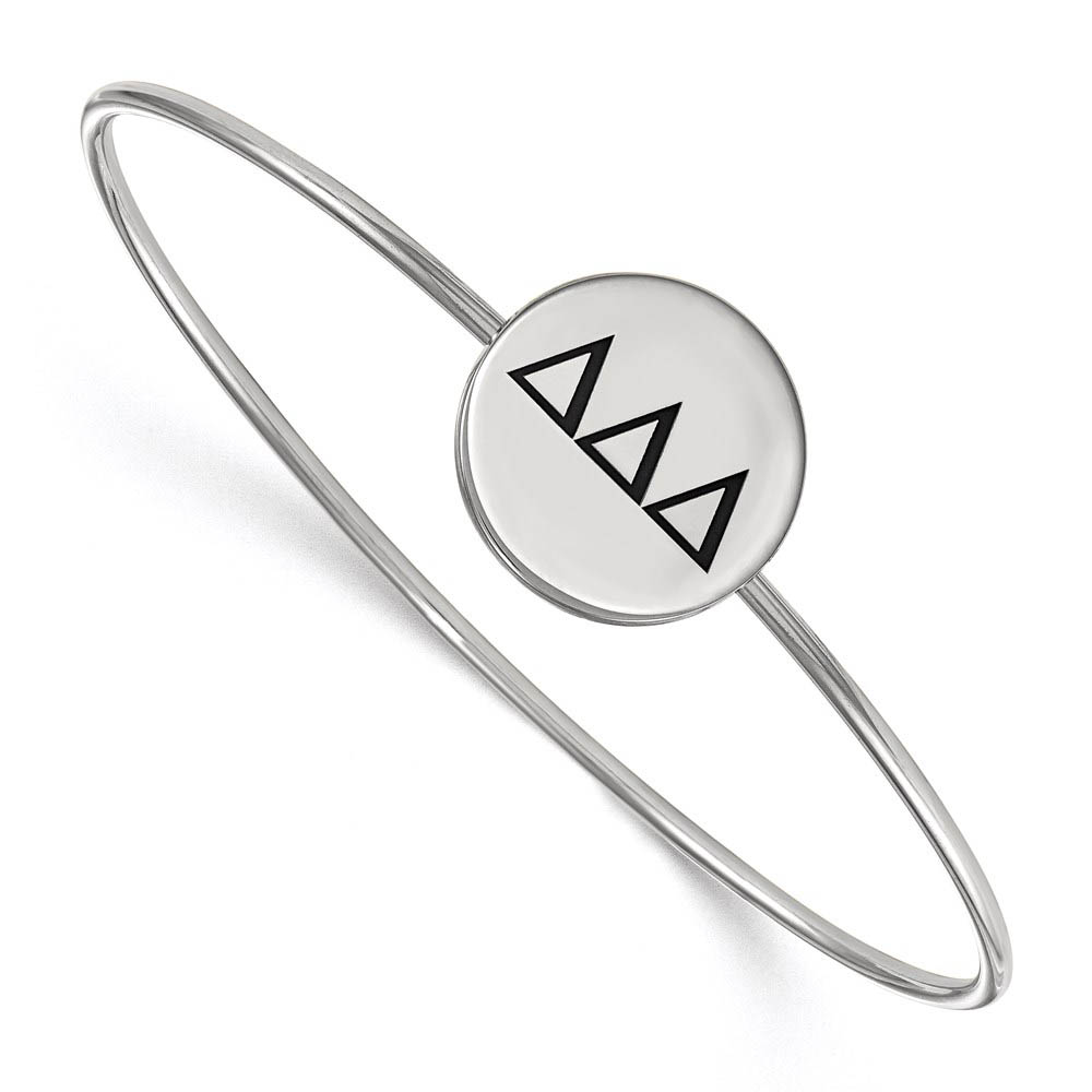 Sterling Silver Delta Delta Delta Enamel Black Greek Bangle - in