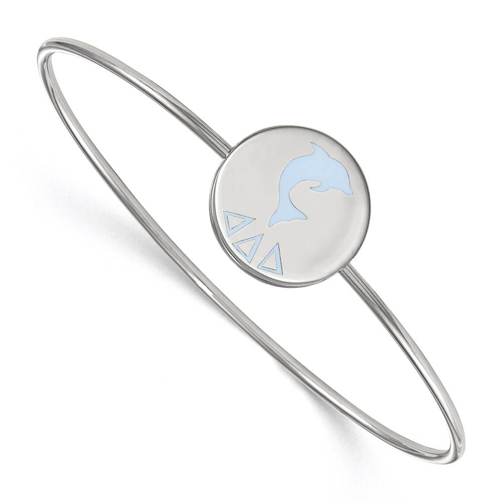 Sterling Silver Delta Delta Delta Enamel Dolphin Bangle - in
