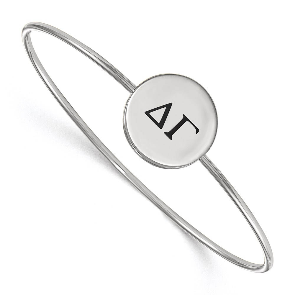 Sterling Silver Delta Gamma Enamel Greek Letters Bangle - in