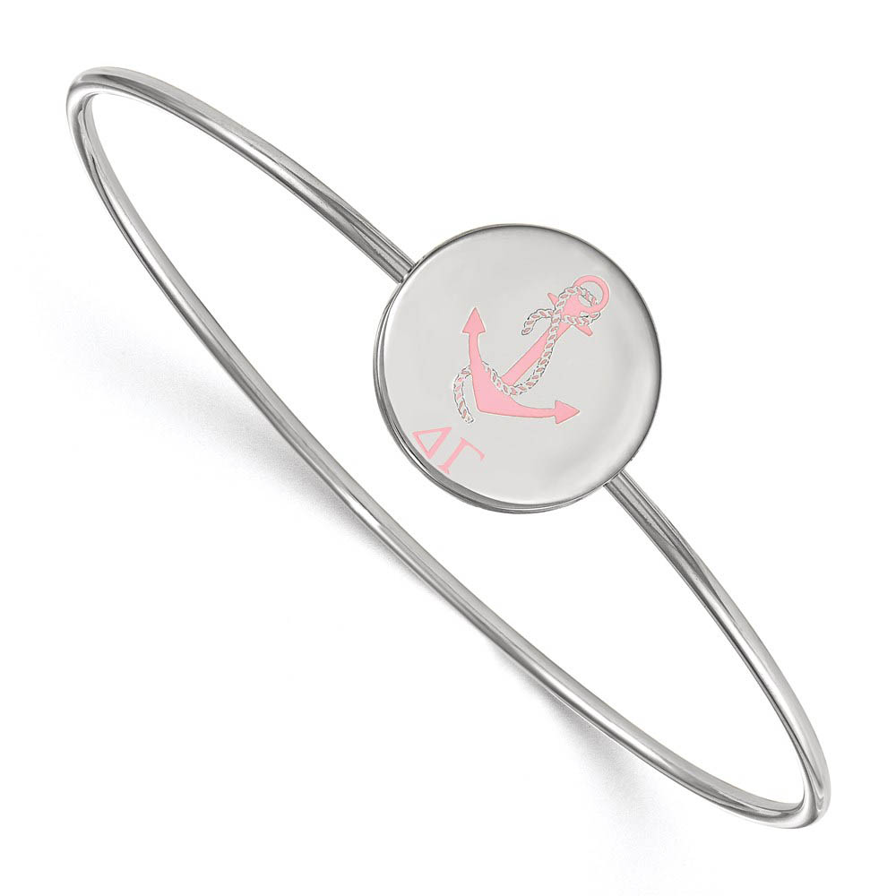 Sterling Silver Delta Gamma Enamel Anchor Bangle - in