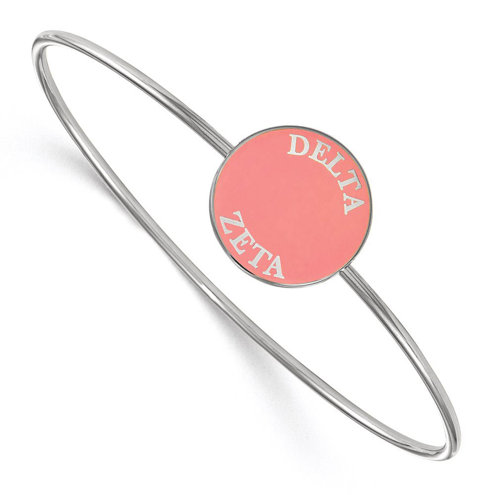Sterling Silver Delta Zeta Coral Enamel Bangle - in