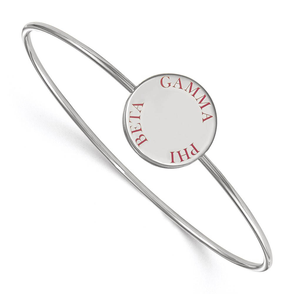 Sterling Silver Gamma Phi Beta Enamel Pink Letters Bangle - in