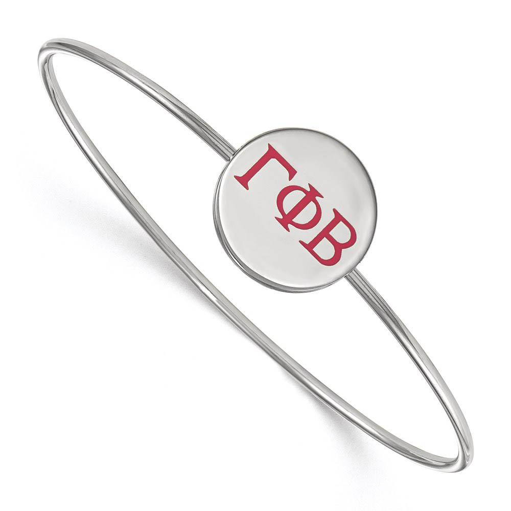 Sterling Silver Gamma Phi Beta Enamel Pink Greek Letter Bangle - in