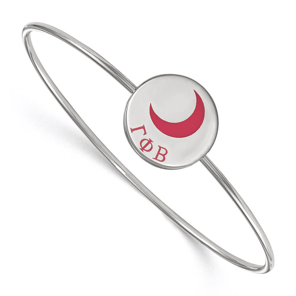 Sterling Silver Gamma Phi Beta Enamel Crescent Moon Bangle - in