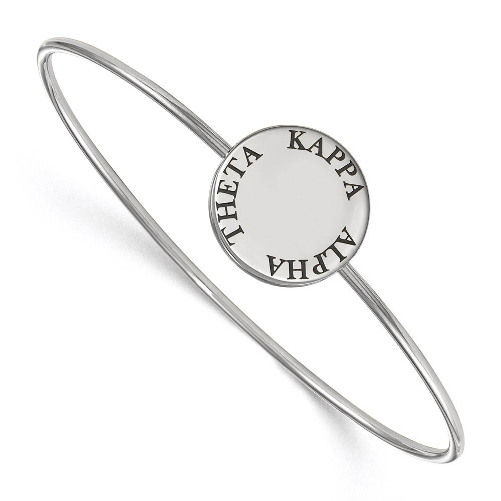 Sterling Silver Kappa Alpha Theta Enamel Black Letters Bangle - in